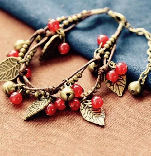 脚链女多层叶子铃铛搭配：5款彰显民族风韵味