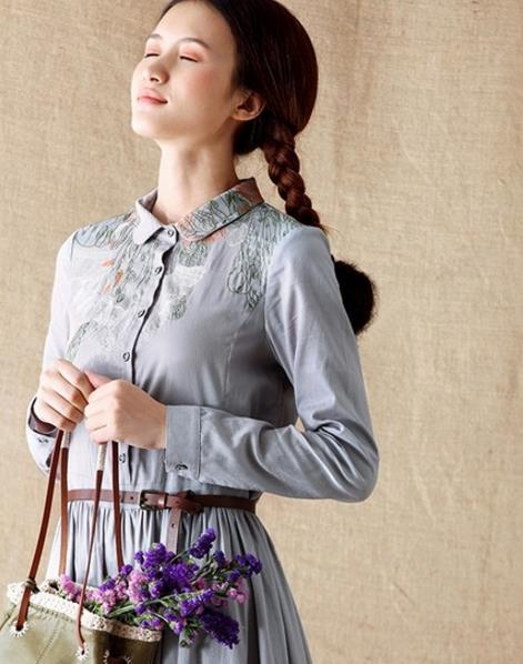 短裤搭配镂空绣花圆领衬衫：时尚百搭森女风（图）