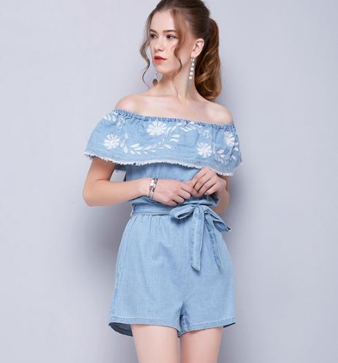 荷叶边牛仔蝴蝶结连体裤：打造可爱乖巧甜美风