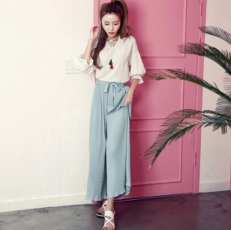 雪纺衫搭配高腰阔腿九分裤:时尚性感女神范(图) 雪纺衫搭配高腰阔腿九分裤:时尚性感女神范(图)