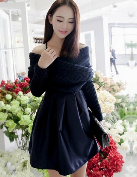 吊带露背毛衣套装裙搭配：彰显高雅性感女人味