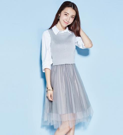 秋款纯色针织两件套搭配：时尚两件套分享（图）