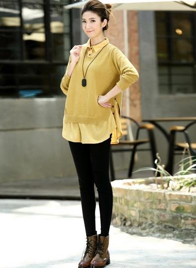 皮短裤搭配撞色加厚套头毛衣：让秋日酷劲十足