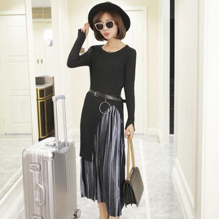 新款高领套头宽松毛衣裙搭配：彰显秋日优雅名媛风