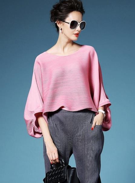 微胖Mm搭配印花蝙蝠袖雪纺衫：5款显高显瘦推荐