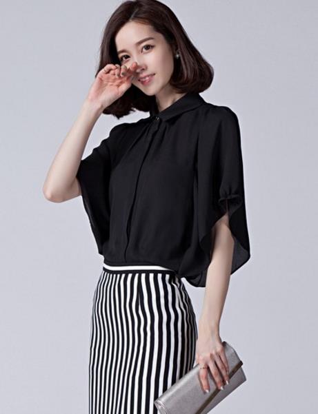 微胖Mm搭配印花蝙蝠袖雪纺衫：5款显高显瘦推荐