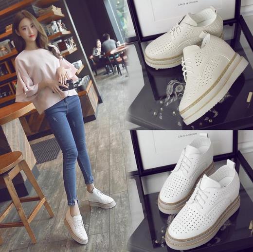 镂空内增高休闲鞋的时髦穿搭：轻松打造大长腿（图)