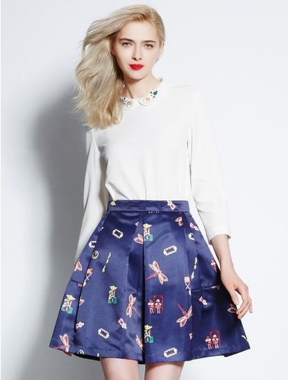 伞裙搭配娃娃脸刺绣雪纺衫:新潮雪纺衫分享(图) 伞裙搭配娃娃脸刺绣雪纺衫:新潮雪纺衫分享(图)