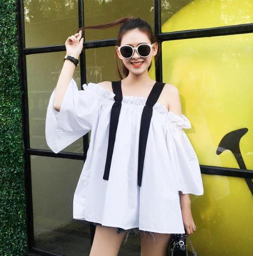 2017新款一字领露肩雪纺衫：彰显温婉迷人甜美范