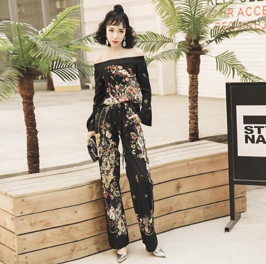 V领时尚碎花雪纺套装搭配：性感碎花雪纺套装推荐