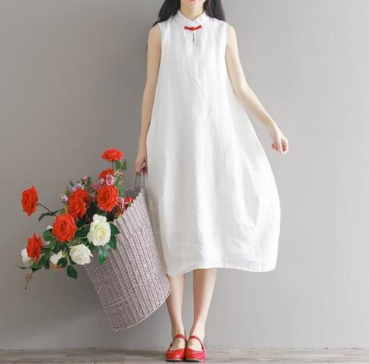 清新条纹棉麻连衣裙搭配：6款演绎复古棉麻风（图）