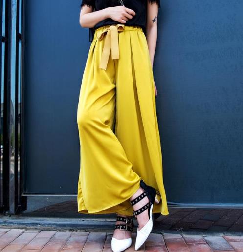 高跟鞋搭配高腰雪纺系带阔腿裤：显瘦显高推荐（图）