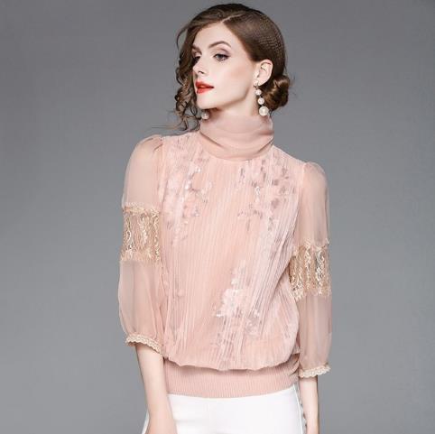 这几款雪纺蕾丝衫搭配 微微一透比较有韵味