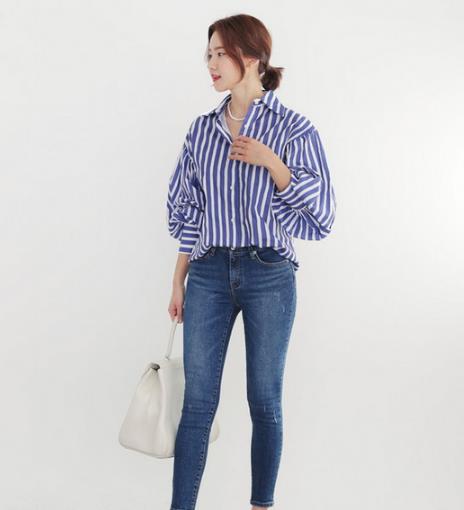 韩版条纹衬衫的多种搭配：打造百变风格（图）