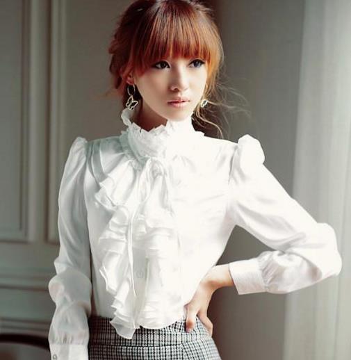 2018新款韩范印花荷叶边衬衫 女人穿都很美 2018新款韩范印花荷叶边衬衫 女人穿都很美