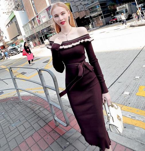 春季性感搭配 荷叶边一字领连衣裙推荐（图）