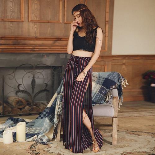 春夏最流行的开叉长裤 比长裙更上镜（图）