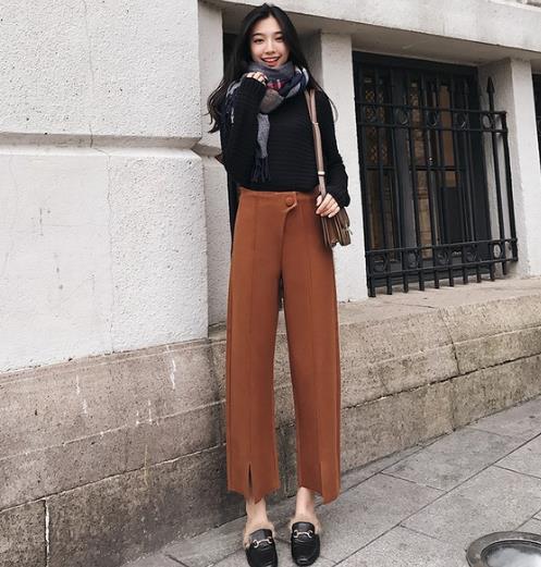 高腰提臀阔腿超长 这是阔腿裤的时尚（图）