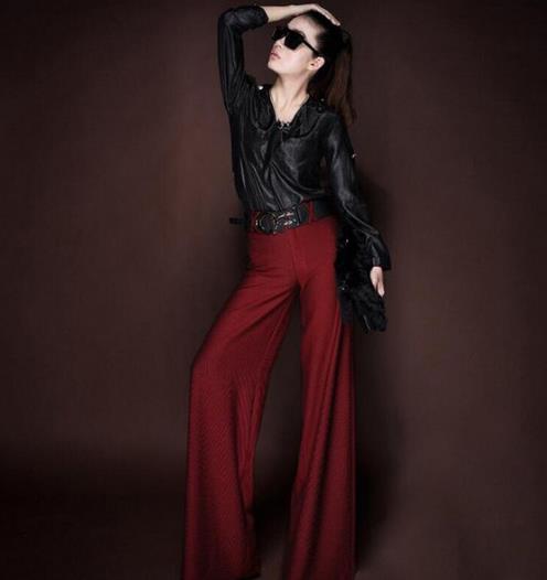 高腰提臀阔腿超长 这是阔腿裤的时尚（图）