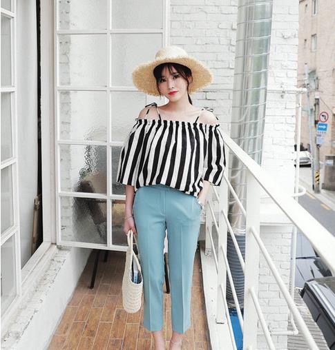 春季新款韩版条纹衬衫搭配 让你意想不到的时髦