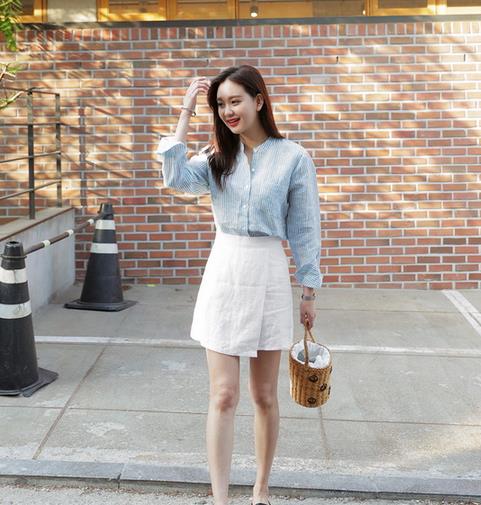 春季新款韩版条纹衬衫搭配 让你意想不到的时髦