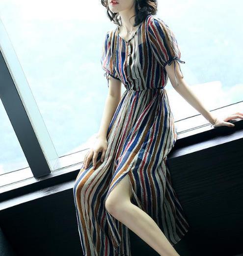 适合胖MM穿的条纹连衣裙 视觉显瘦显气质