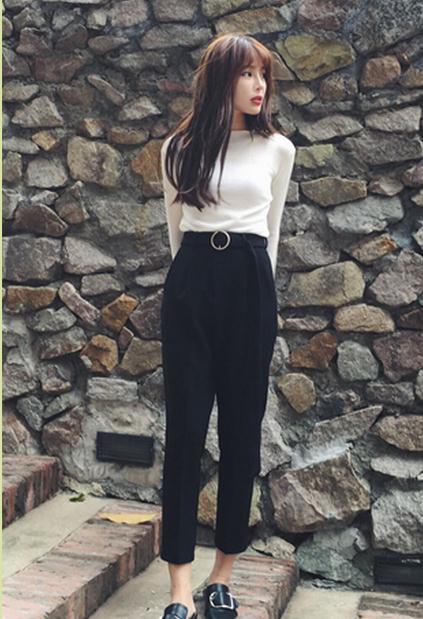 腿粗女生穿衣搭配技巧：腿粗穿裤子显瘦搭配图片