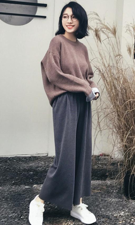 腿粗女生穿衣搭配技巧：腿粗穿裤子显瘦搭配图片