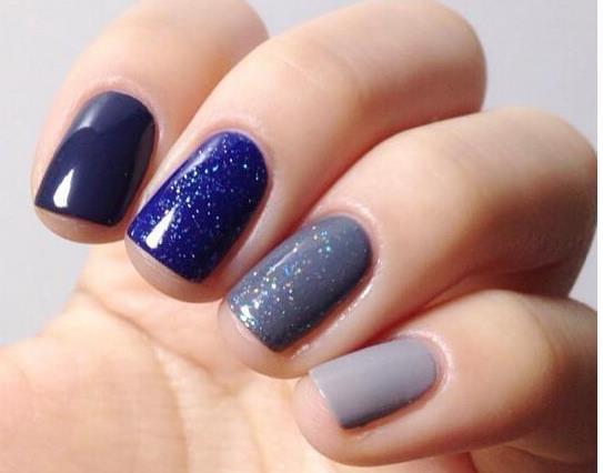 纯色系列显手白的美甲图片欣赏：2017纯色美甲跳色款式搭配图