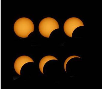 【日全食的形成】图解日全食形成过程：日全食形成示意图