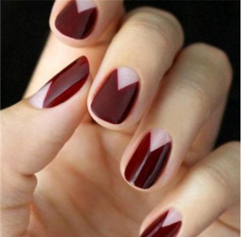 红色新娘美甲图片：新娘美甲款式2017红色美甲图案