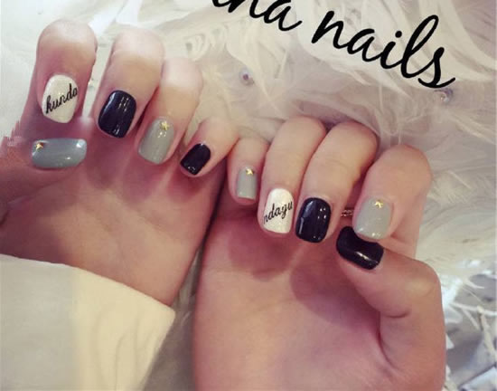 流行2017年黑白美甲图片：简约新款黑白色美甲图片