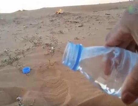 沙漠中倒下水接下来现惊奇一幕(组图) 沙漠中倒下水接下来现惊奇一幕(组图)