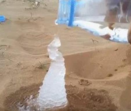 沙漠中倒下水接下来现惊奇一幕(组图) 沙漠中倒下水接下来现惊奇一幕(组图)