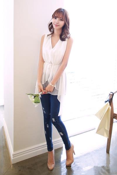 紧身裤搭配雪纺衫：优雅显高气质女神（图）