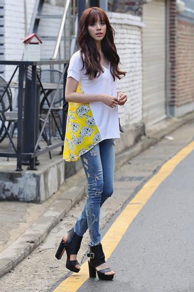 紧身裤搭配雪纺衫：优雅显高气质女神（图）