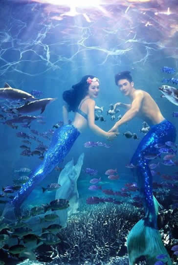 美人鱼婚纱照：赵丽颖美人鱼婚纱照迷人（图）