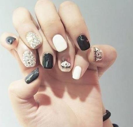 黑色美甲图片：2018黑色美甲款式大全（组图）