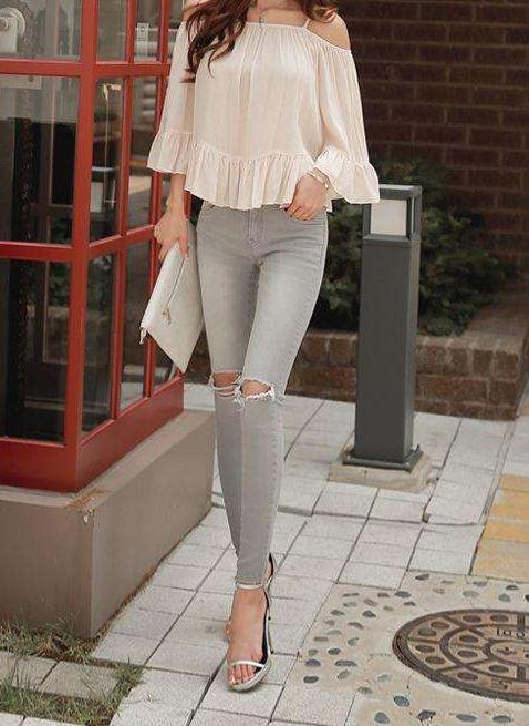 紧身裤小清新十足：甜美婉约（图）