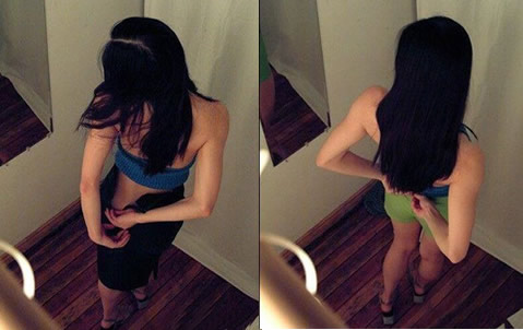 试衣间美女自拍照,试衣间换试衣服全过程（图）