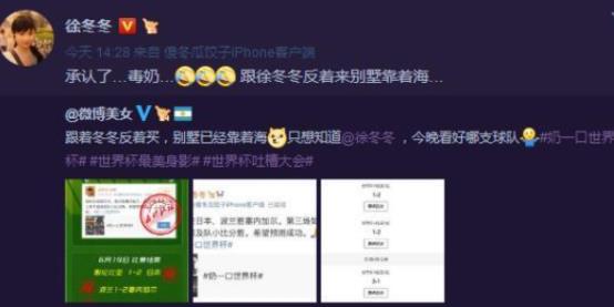 大嫂徐冬冬低胸装观战世界杯：遭丹麦球迷生扑（图）