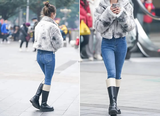 小姐姐身穿蓝色紧身牛仔裤 时尚甜美气质身材高挑 小姐姐身穿蓝色紧身牛仔裤 时尚甜美气质身材高挑