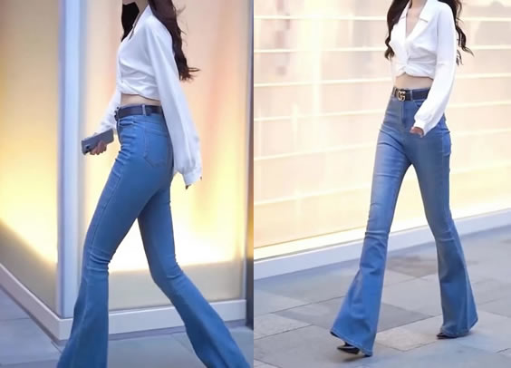 小姐姐身穿蓝色紧身牛仔裤 时尚甜美气质身材高挑 小姐姐身穿蓝色紧身牛仔裤 时尚甜美气质身材高挑