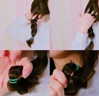 长发变短发的扎法 韩妞教你长发不用剪轻松变短发