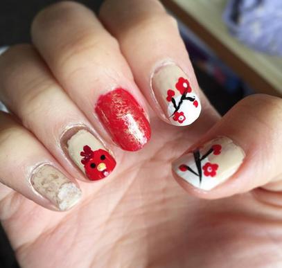 2017新年红色美甲图片：32款红色美甲美艳你的2017