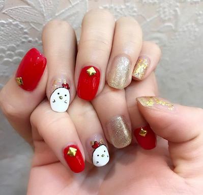 2017新年红色美甲图片：32款红色美甲美艳你的2017