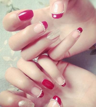 2017红色美甲图片