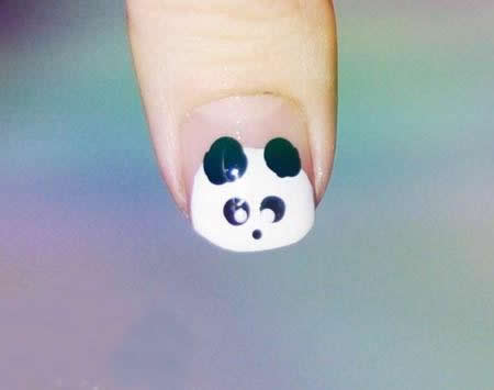 可爱美甲造型设计图片 做小熊猫指甲油教程