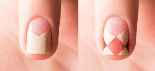 经典格纹美甲教程图解