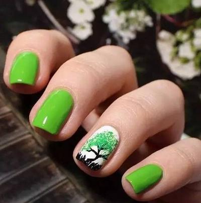 美甲绿色款式图片